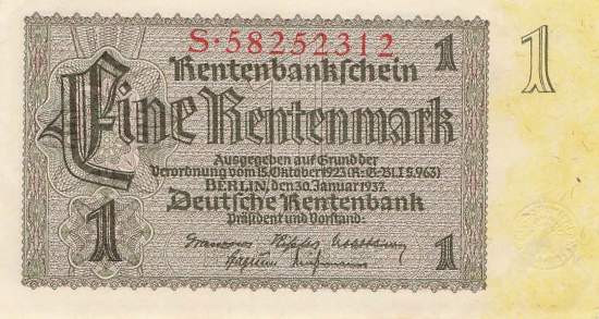 1 Rentenmark 1937 ro.166b S